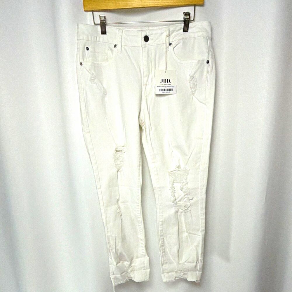 JBD by Just Black Denim Jeans Womens 29 White Distressed Skinny Stretch 5-Pocket